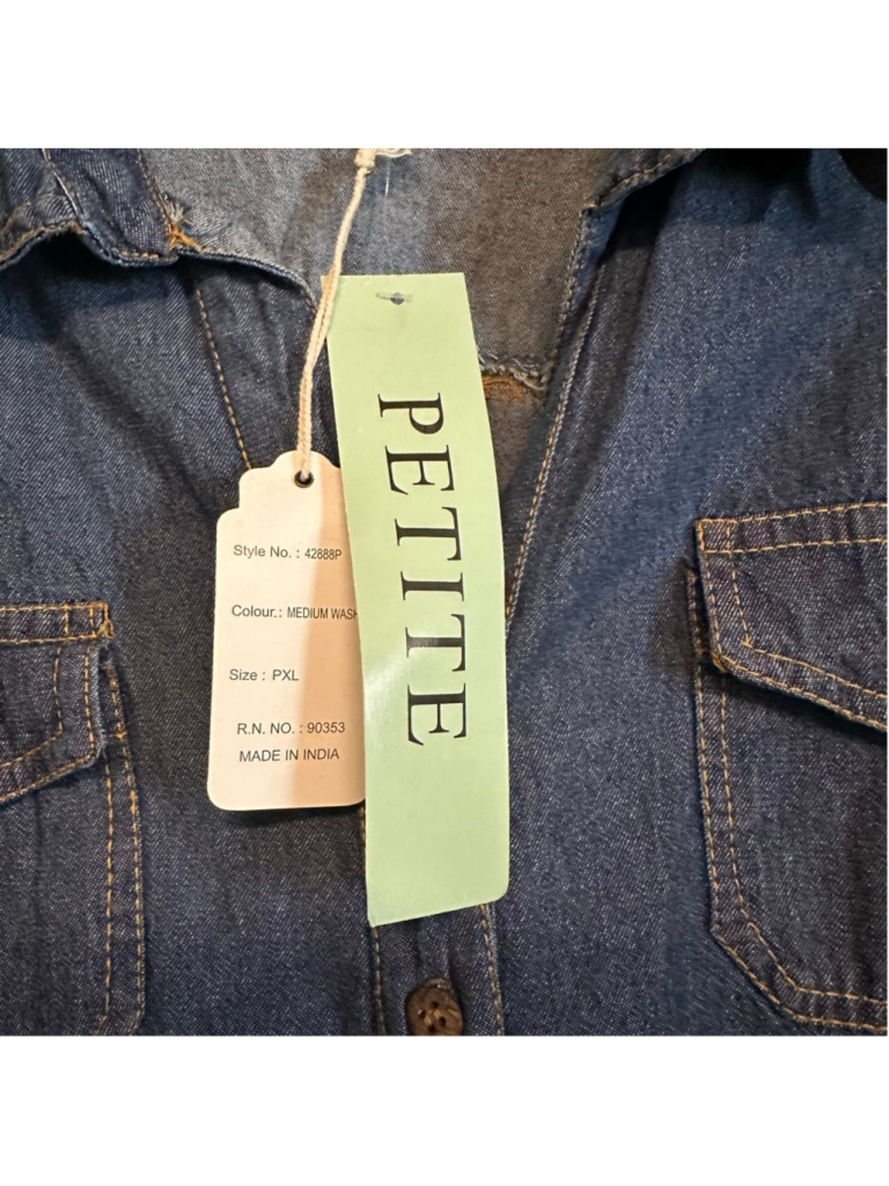 NEW J. Gee Blue Denim Long Sleeve Petite Dress Women's Size XL Cottage core - Picture 5 of 8